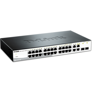 Dlink 24-Port 10/100BaseT + 2-Port 10/100/1000BaseT ports + 2 Combo 1000BaseT/SFP ports Smart Switch – DES-1210-28