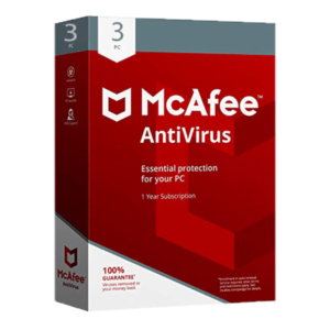 McAfee Antivirus 3 User 1 Year Subscription