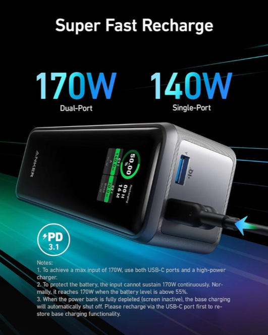 Anker Prime Power Bank 27,650mAh 250W (A1340011)
