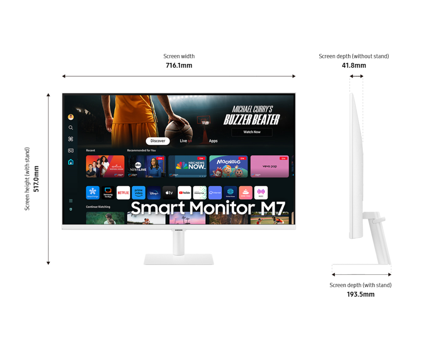 Samsung 32" Smart Monitor M7 M70D UHD White